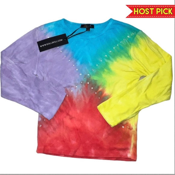 Dolls Kill Tops - DOLLS KILL X DELIAS | NWT “RIGHTEOUS MOOD” LONG SLEEVE TIE DYE TOP